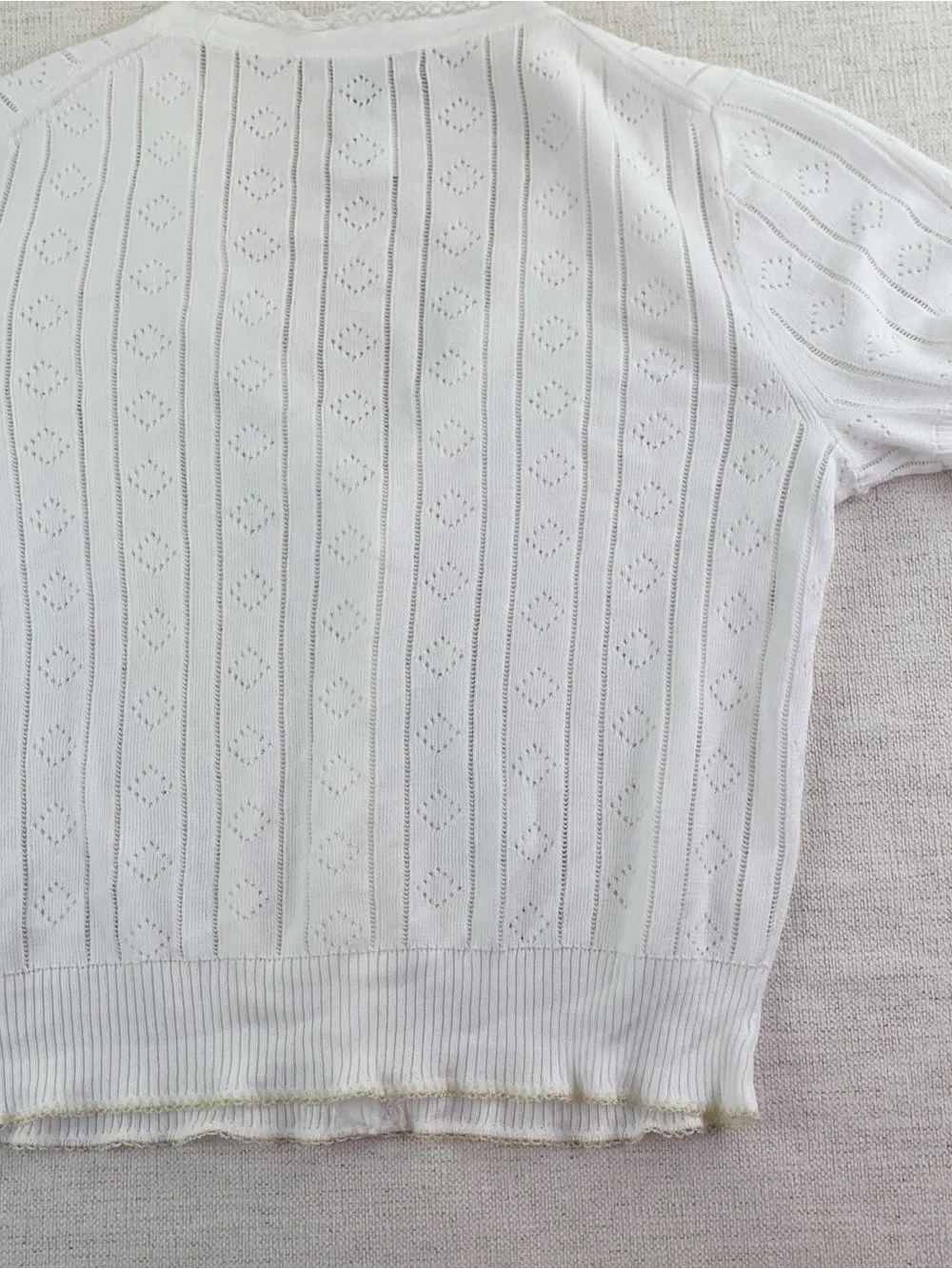 J Crew New Pointelle short-sleeve V-neck cardigan in premium ultra-fine cotton